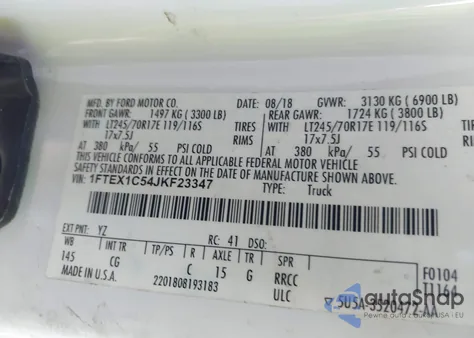 2018 Ford F-150 Xl z USA, uszkodzony, nr VIN 1FTEX1C54JKF23347